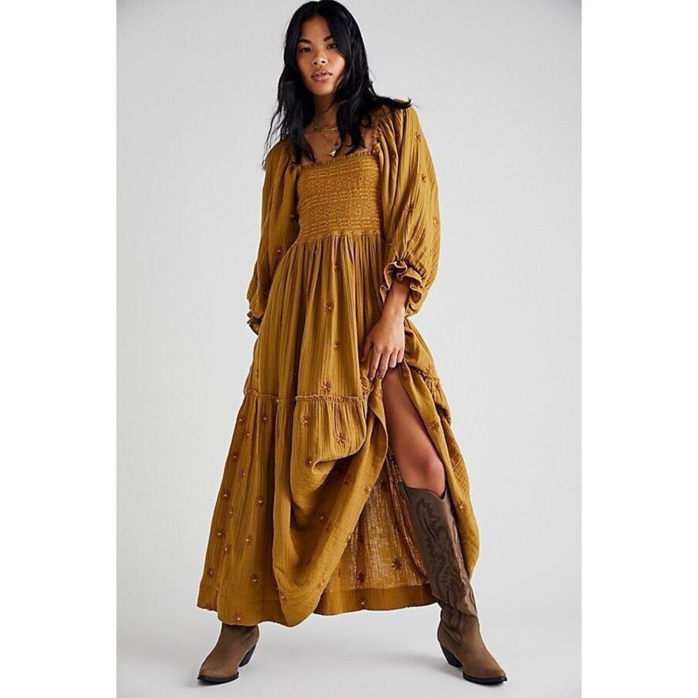 Free People Dahlia Embroidered Maxi Dress Size small